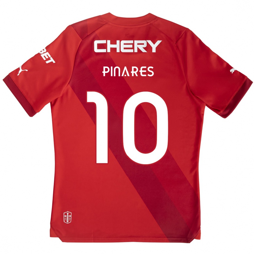 Niño Fútbol Camiseta César Pinares #10 Rojo Blanco 2ª Equipación 2024/25 Argentina