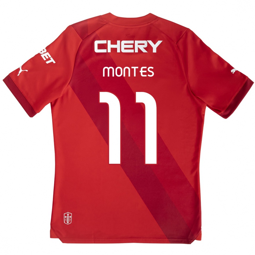 Niño Fútbol Camiseta Clemente Montes #11 Rojo Blanco 2ª Equipación 2024/25 Argentina