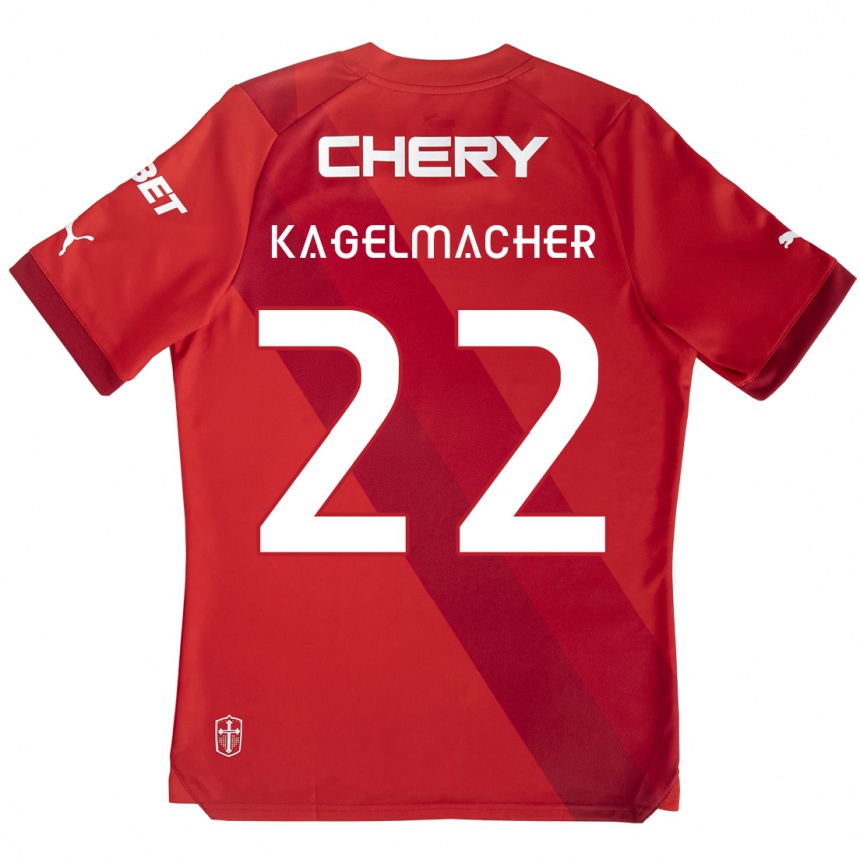 Niño Fútbol Camiseta Gary Kagelmacher #22 Rojo Blanco 2ª Equipación 2024/25 Argentina