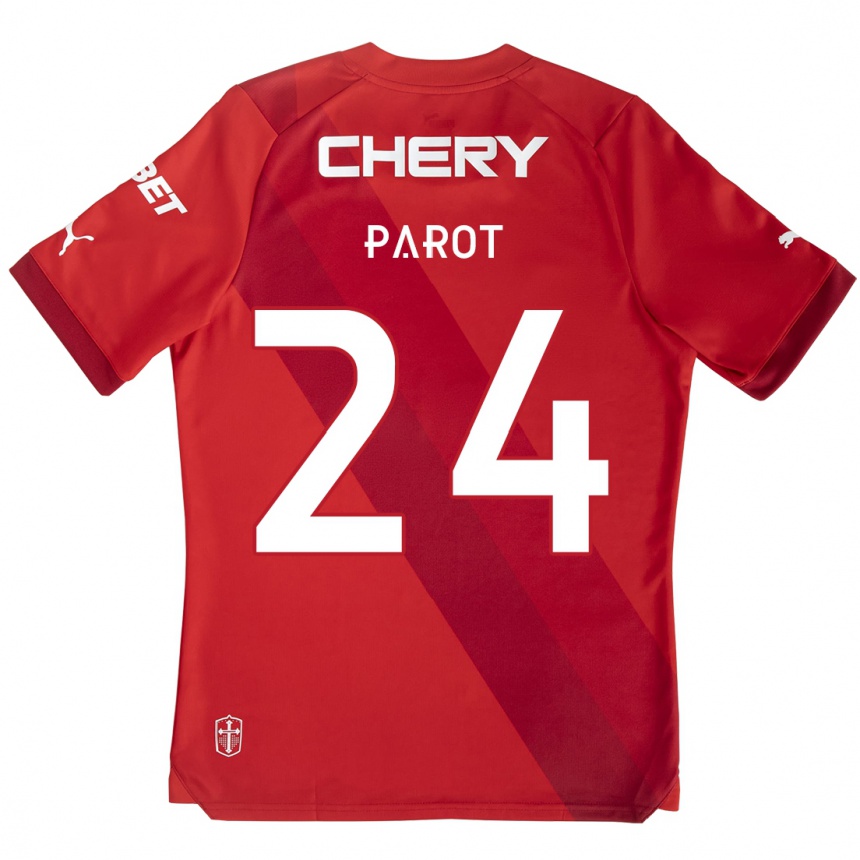 Niño Fútbol Camiseta Alfonso Parot #24 Rojo Blanco 2ª Equipación 2024/25 Argentina