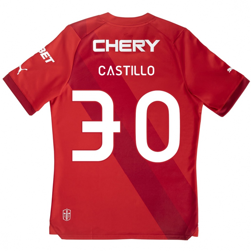 Niño Fútbol Camiseta Nicolás Castillo #30 Rojo Blanco 2ª Equipación 2024/25 Argentina