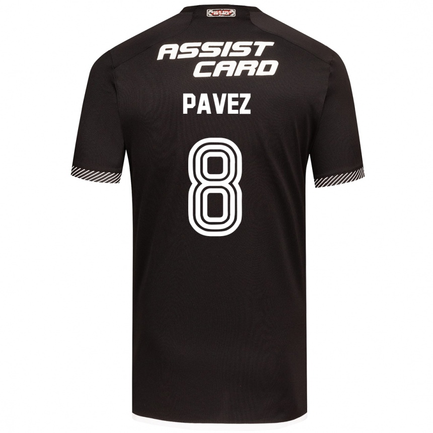 Niño Fútbol Camiseta Esteban Pavez #8 Blanco Negro 2ª Equipación 2024/25 Argentina