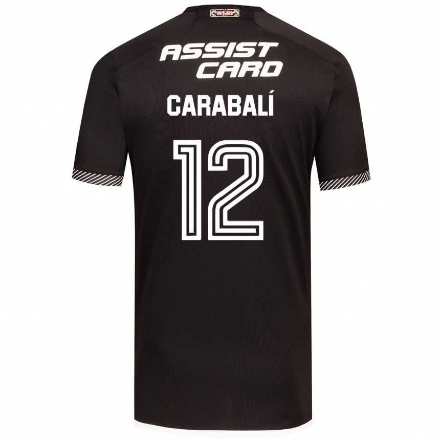 Niño Fútbol Camiseta Omar Carabalí #12 Blanco Negro 2ª Equipación 2024/25 Argentina