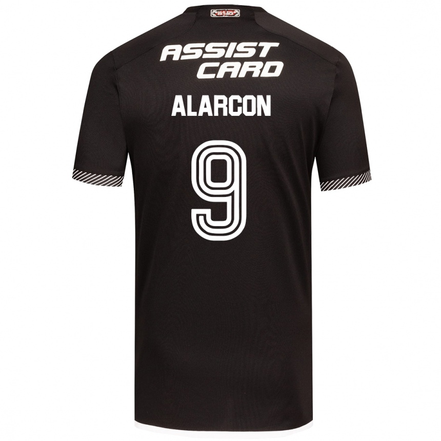 Niño Fútbol Camiseta Cristian Alarcón #9 Blanco Negro 2ª Equipación 2024/25 Argentina