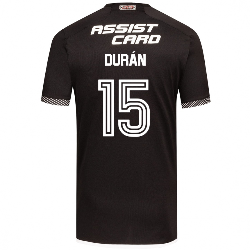 Niño Fútbol Camiseta José Durán #15 Blanco Negro 2ª Equipación 2024/25 Argentina