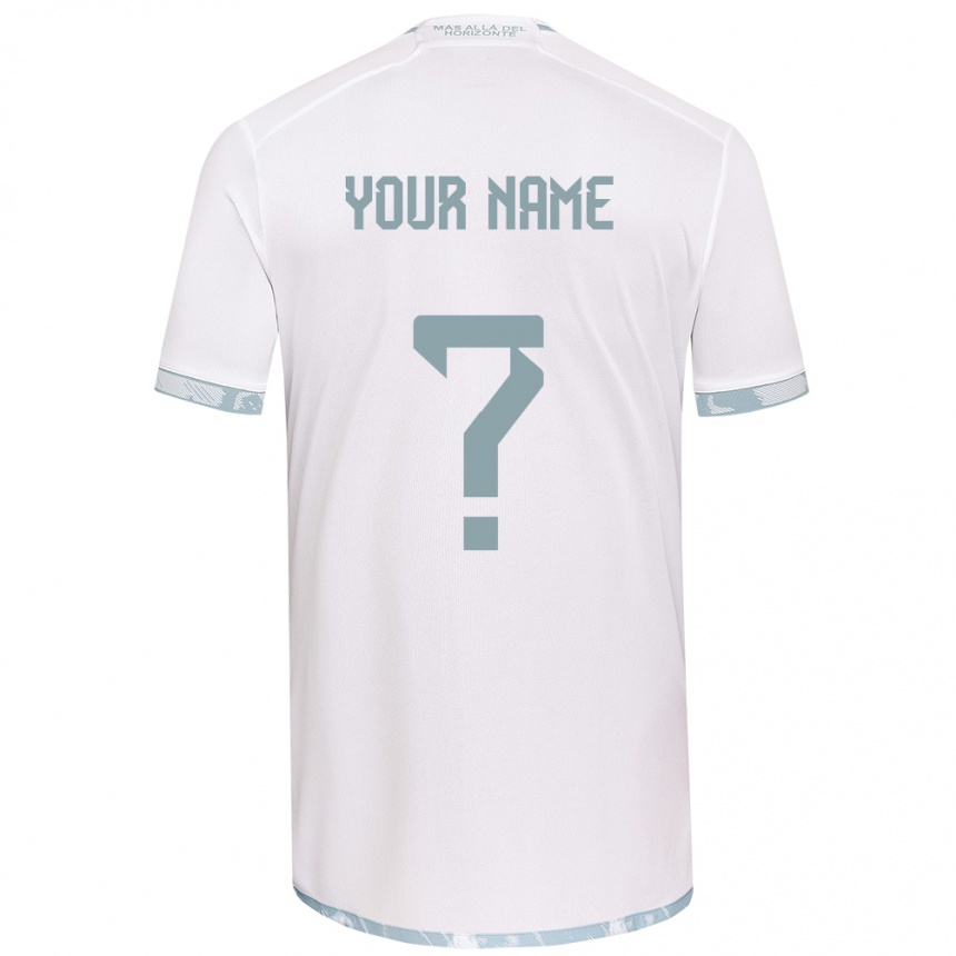 Niño Fútbol Camiseta Su Nombre #0 Gris Blanco 2ª Equipación 2024/25 Argentina