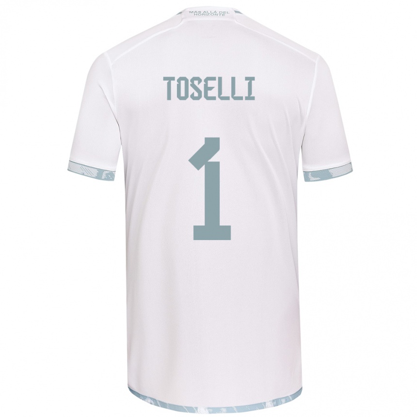 Niño Fútbol Camiseta Cristopher Toselli #1 Gris Blanco 2ª Equipación 2024/25 Argentina