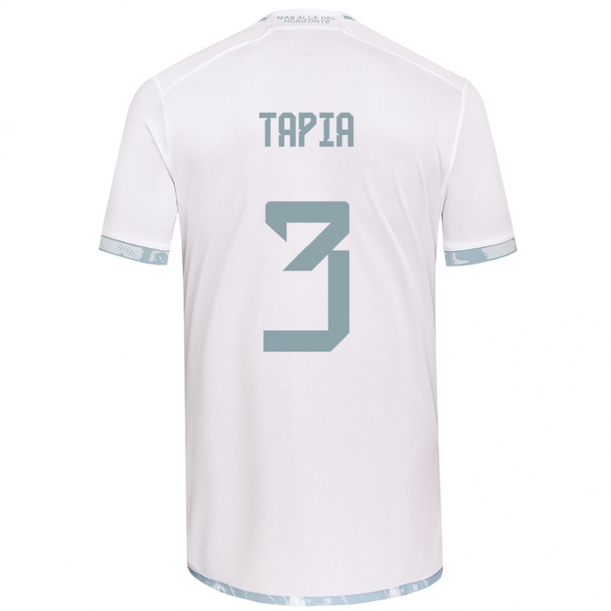 Niño Fútbol Camiseta Ignacio Tapia #3 Gris Blanco 2ª Equipación 2024/25 Argentina