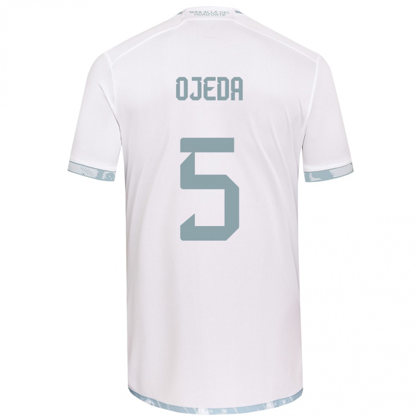 Niño Fútbol Camiseta Emmanuel Ojeda #5 Gris Blanco 2ª Equipación 2024/25 Argentina