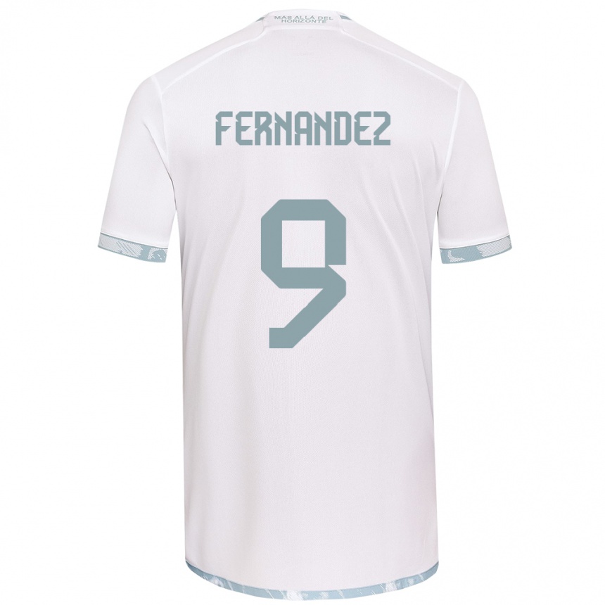 Niño Fútbol Camiseta Leandro Fernández #9 Gris Blanco 2ª Equipación 2024/25 Argentina