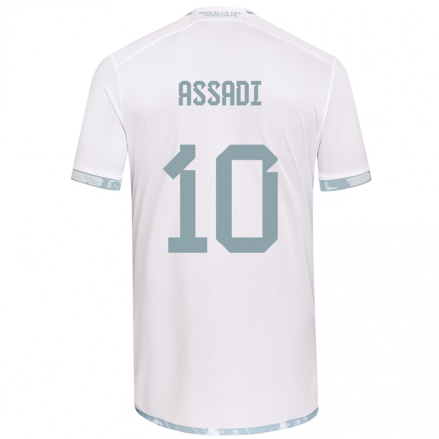 Niño Fútbol Camiseta Lucas Assadi #10 Gris Blanco 2ª Equipación 2024/25 Argentina