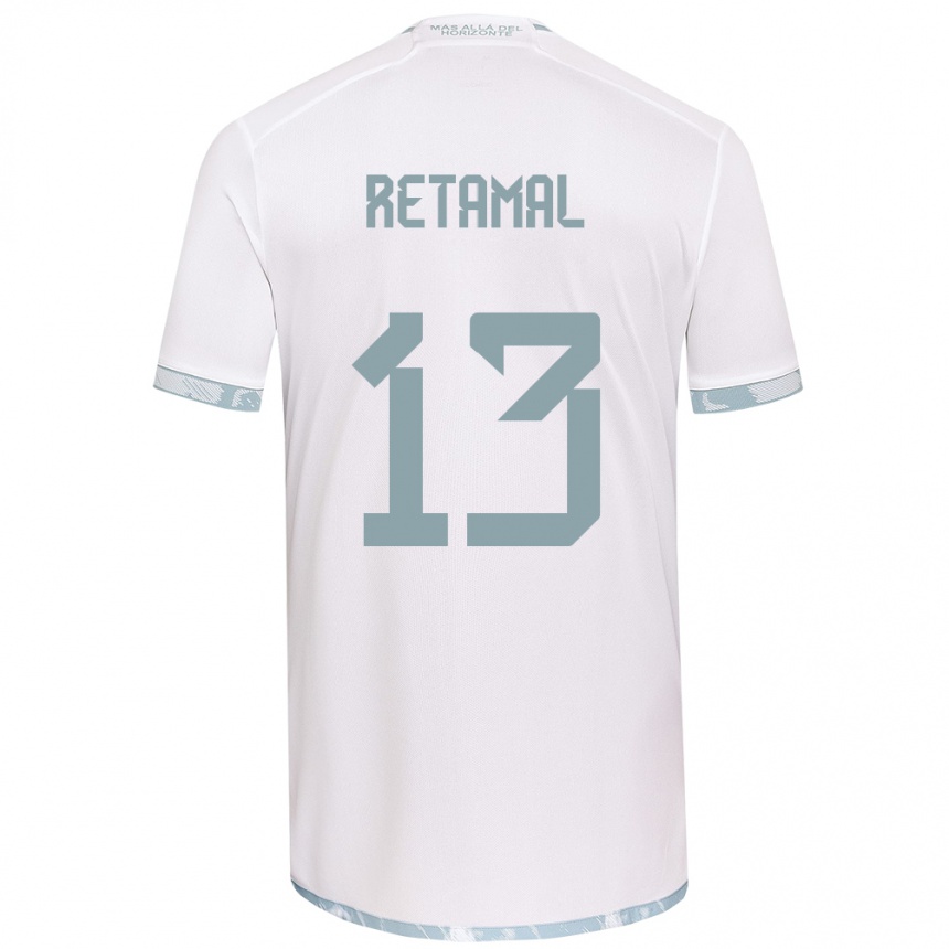 Niño Fútbol Camiseta David Retamal #13 Gris Blanco 2ª Equipación 2024/25 Argentina