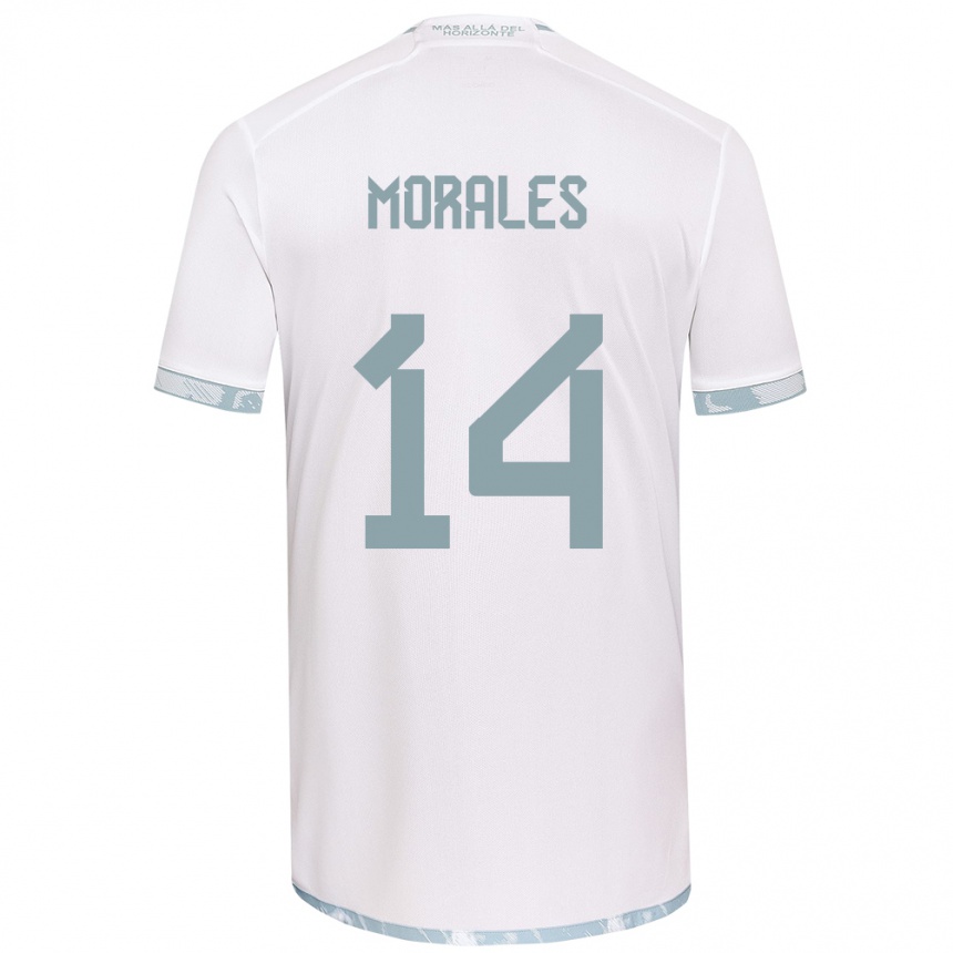 Niño Fútbol Camiseta Marcelo Morales #14 Gris Blanco 2ª Equipación 2024/25 Argentina