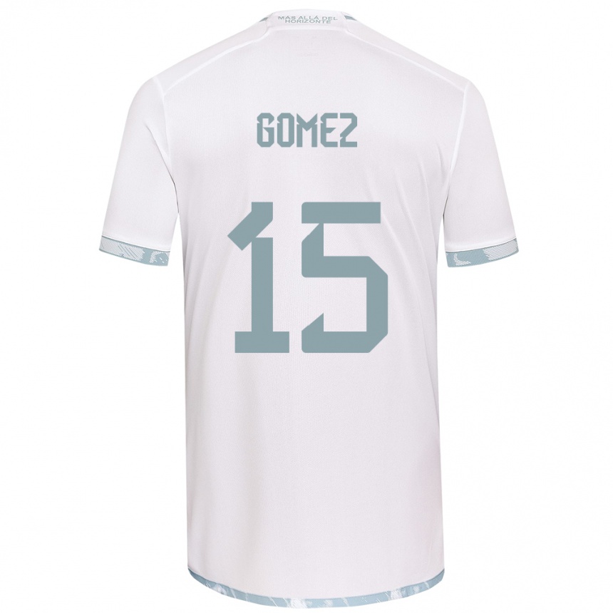 Niño Fútbol Camiseta Juan Pablo Gómez #15 Gris Blanco 2ª Equipación 2024/25 Argentina