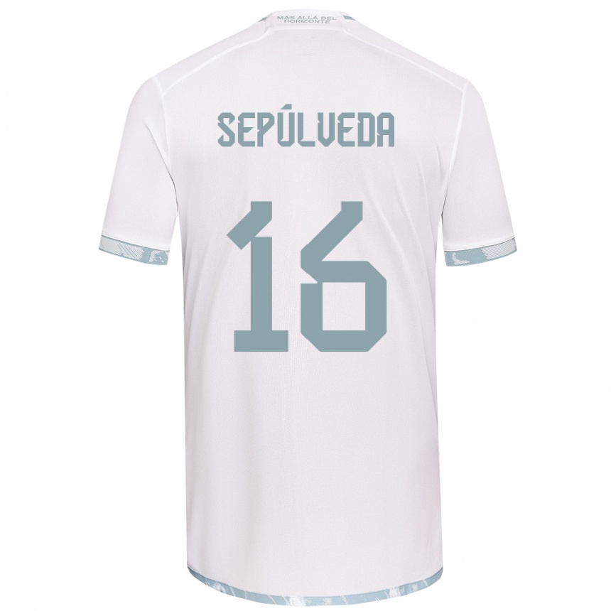 Niño Fútbol Camiseta Matías Sepúlveda #16 Gris Blanco 2ª Equipación 2024/25 Argentina