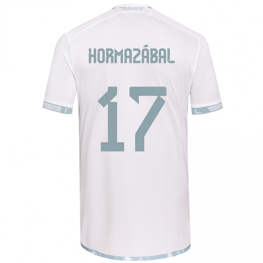 Niño Fútbol Camiseta Fabián Hormazábal #17 Gris Blanco 2ª Equipación 2024/25 Argentina