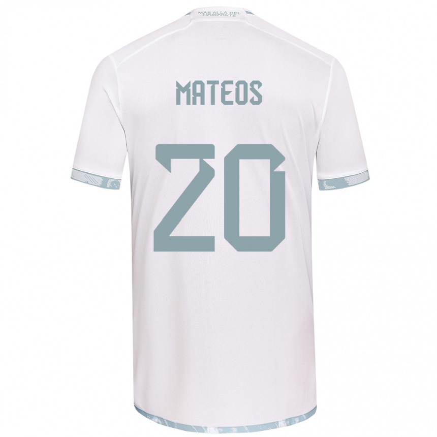 Niño Fútbol Camiseta Federico Mateos #20 Gris Blanco 2ª Equipación 2024/25 Argentina