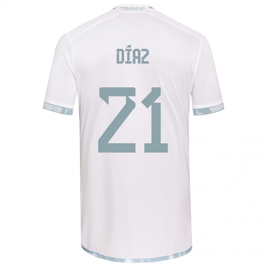 Niño Fútbol Camiseta Marcelo Díaz #21 Gris Blanco 2ª Equipación 2024/25 Argentina