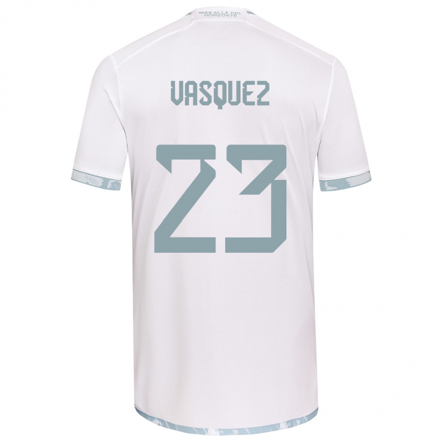 Niño Fútbol Camiseta Ignacio Vásquez #23 Gris Blanco 2ª Equipación 2024/25 Argentina