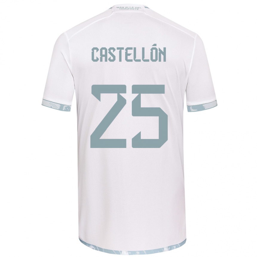 Niño Fútbol Camiseta Gabriel Castellón #25 Gris Blanco 2ª Equipación 2024/25 Argentina