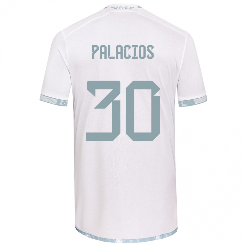 Niño Fútbol Camiseta Cristian Palacios #30 Gris Blanco 2ª Equipación 2024/25 Argentina