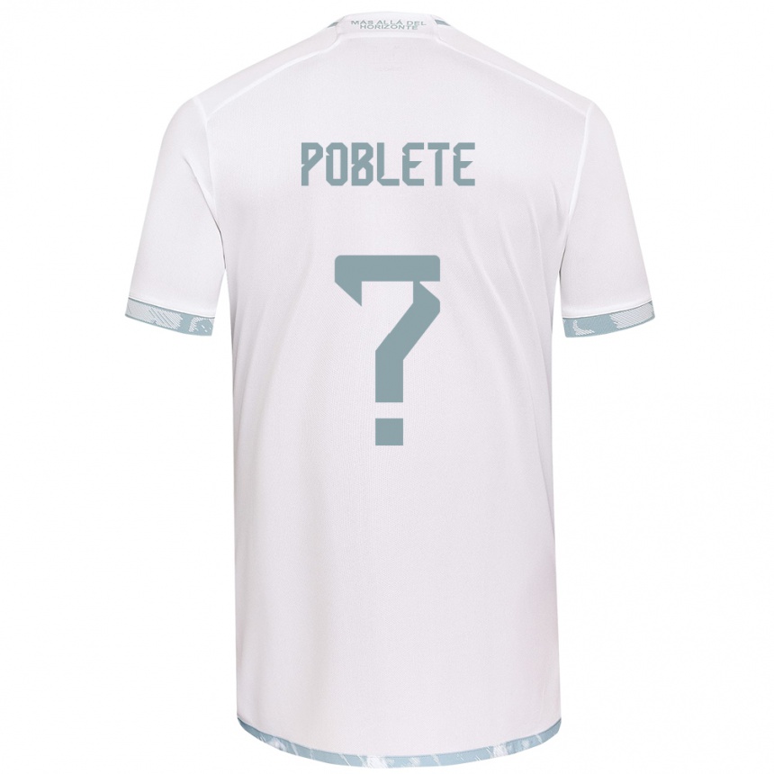 Niño Fútbol Camiseta José Poblete #0 Gris Blanco 2ª Equipación 2024/25 Argentina