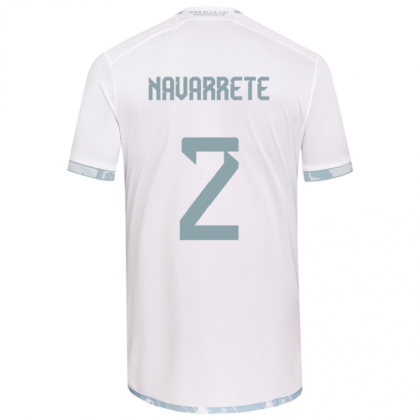 Niño Fútbol Camiseta Daniel Navarrete #2 Gris Blanco 2ª Equipación 2024/25 Argentina