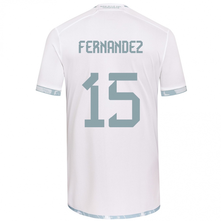 Niño Fútbol Camiseta Vicente Fernández #15 Gris Blanco 2ª Equipación 2024/25 Argentina