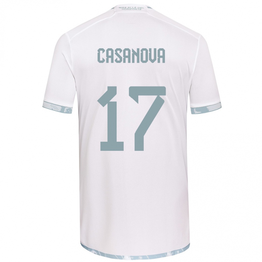 Niño Fútbol Camiseta Luis Casanova #17 Gris Blanco 2ª Equipación 2024/25 Argentina