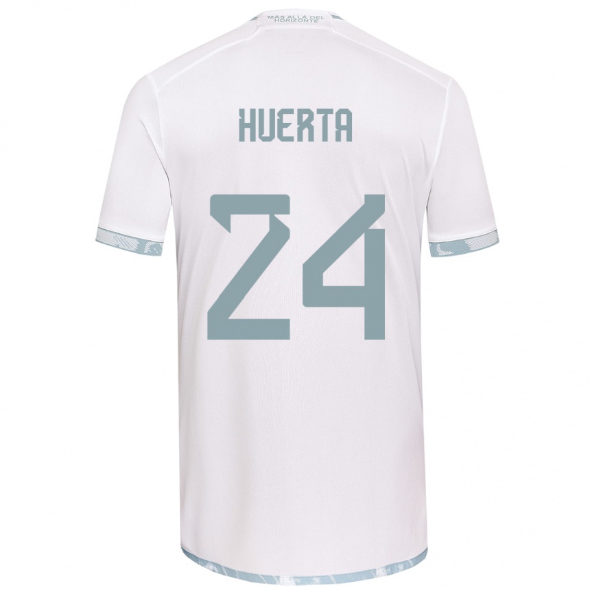 Niño Fútbol Camiseta Renato Huerta #24 Gris Blanco 2ª Equipación 2024/25 Argentina