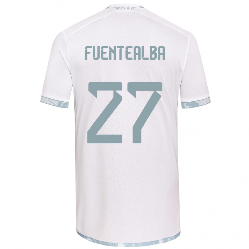 Niño Fútbol Camiseta Jeison Fuentealba #27 Gris Blanco 2ª Equipación 2024/25 Argentina