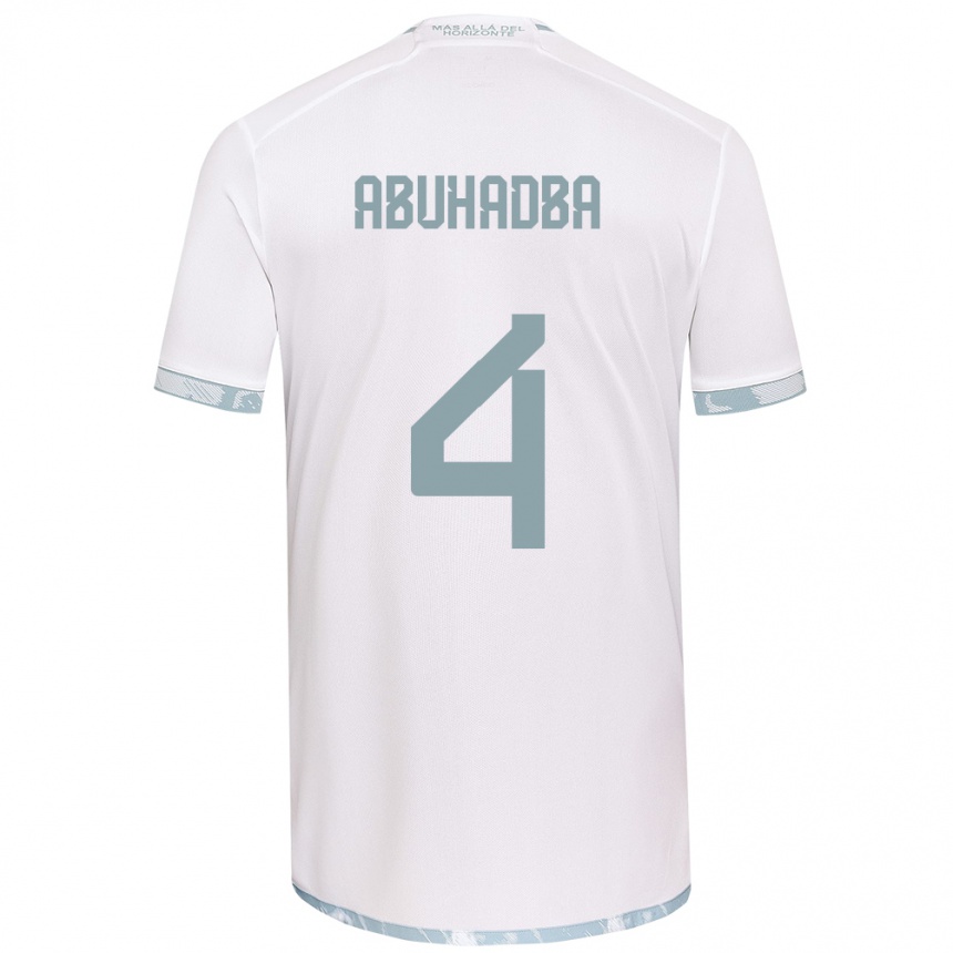 Niño Fútbol Camiseta Zacarías Abuhadba #4 Gris Blanco 2ª Equipación 2024/25 Argentina