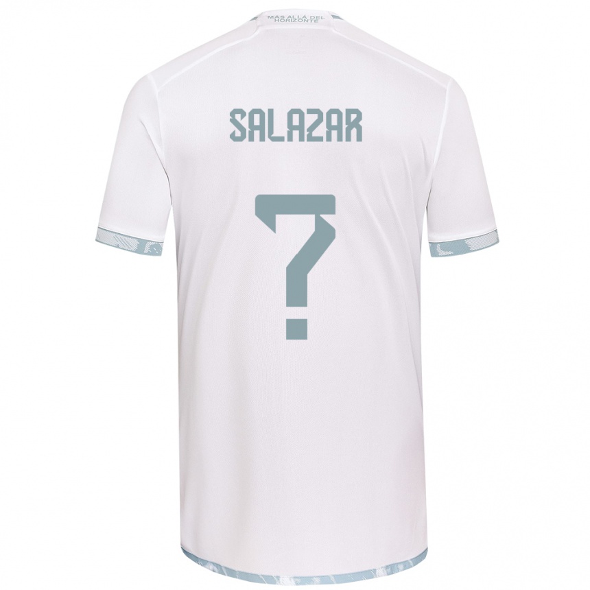 Niño Fútbol Camiseta Yahir Salazar #0 Gris Blanco 2ª Equipación 2024/25 Argentina