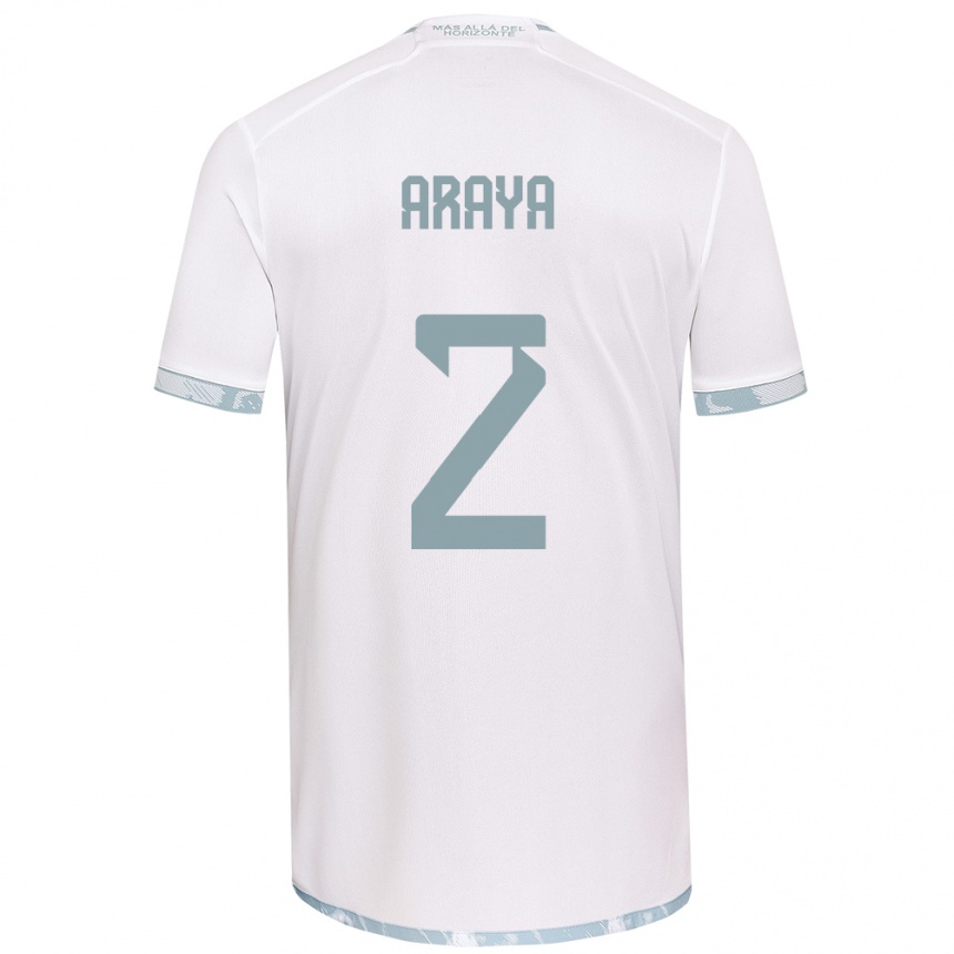 Niño Fútbol Camiseta Fernanda Araya #2 Gris Blanco 2ª Equipación 2024/25 Argentina