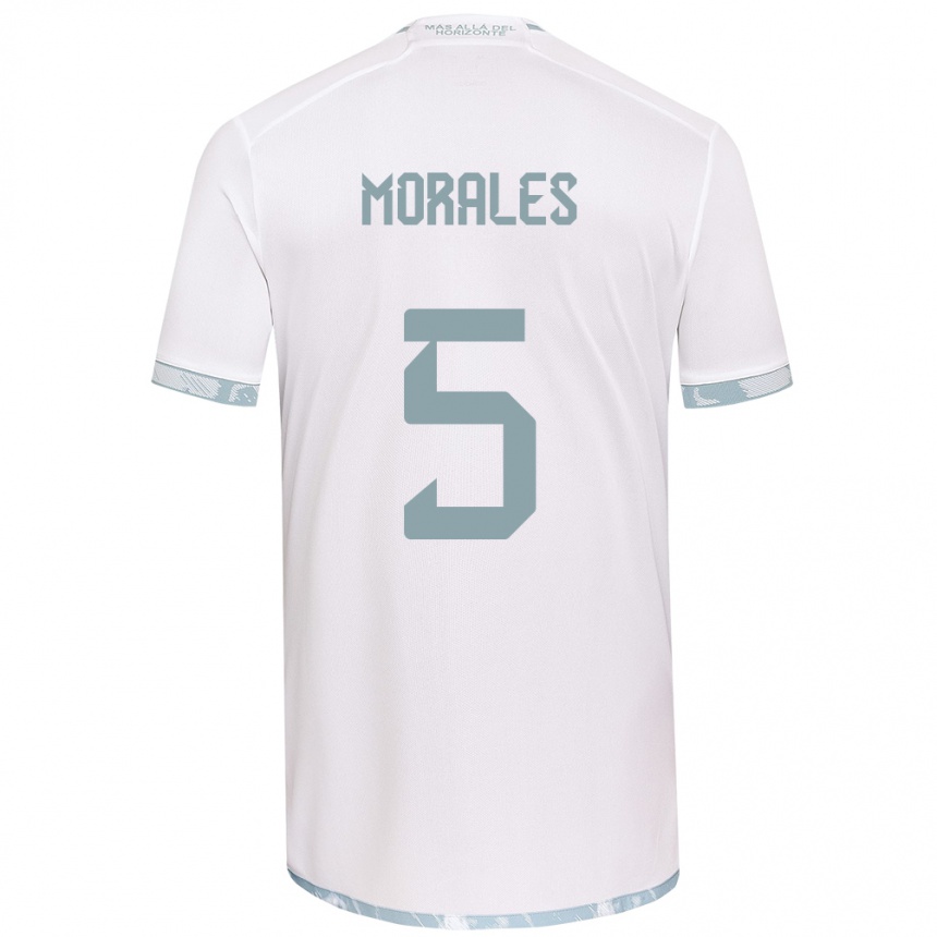 Niño Fútbol Camiseta Mariana Morales #5 Gris Blanco 2ª Equipación 2024/25 Argentina