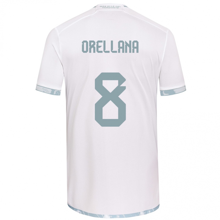 Niño Fútbol Camiseta Denisse Orellana #8 Gris Blanco 2ª Equipación 2024/25 Argentina