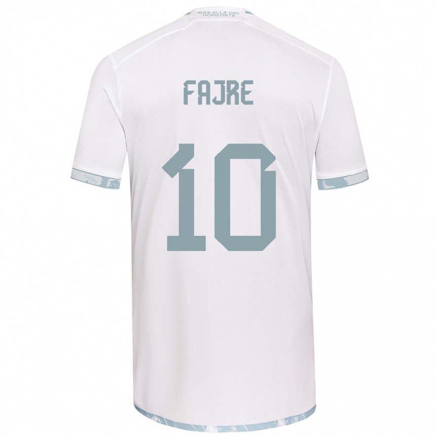 Niño Fútbol Camiseta Nicole Fajre #10 Gris Blanco 2ª Equipación 2024/25 Argentina