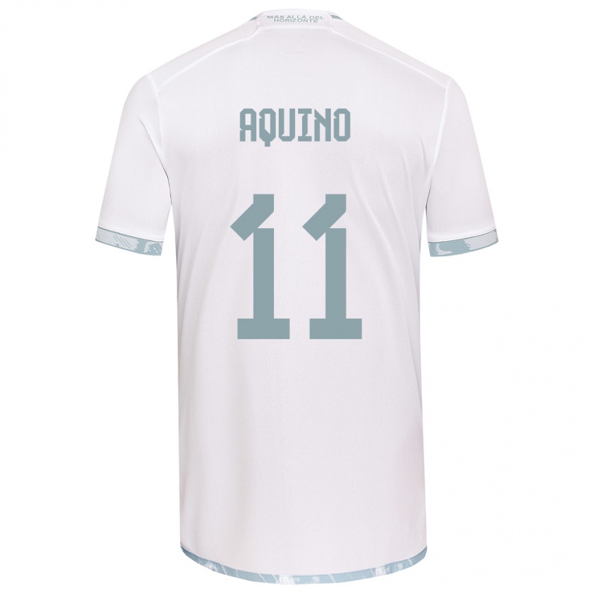 Niño Fútbol Camiseta Yisel Aquino #11 Gris Blanco 2ª Equipación 2024/25 Argentina