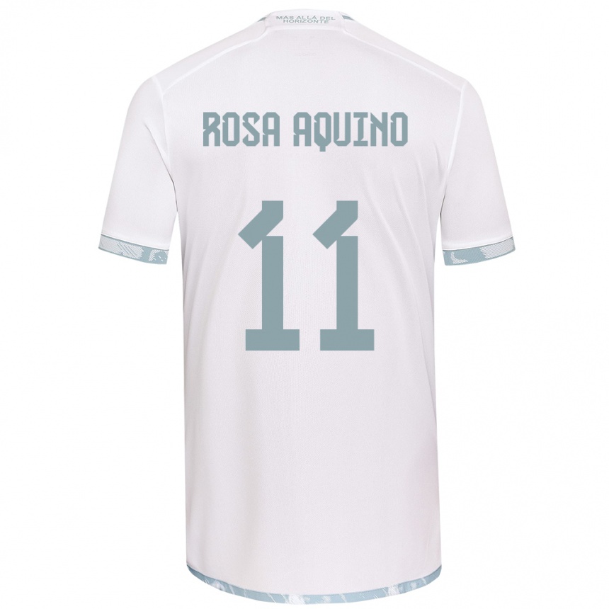 Niño Fútbol Camiseta Rosa Aquino #11 Gris Blanco 2ª Equipación 2024/25 Argentina