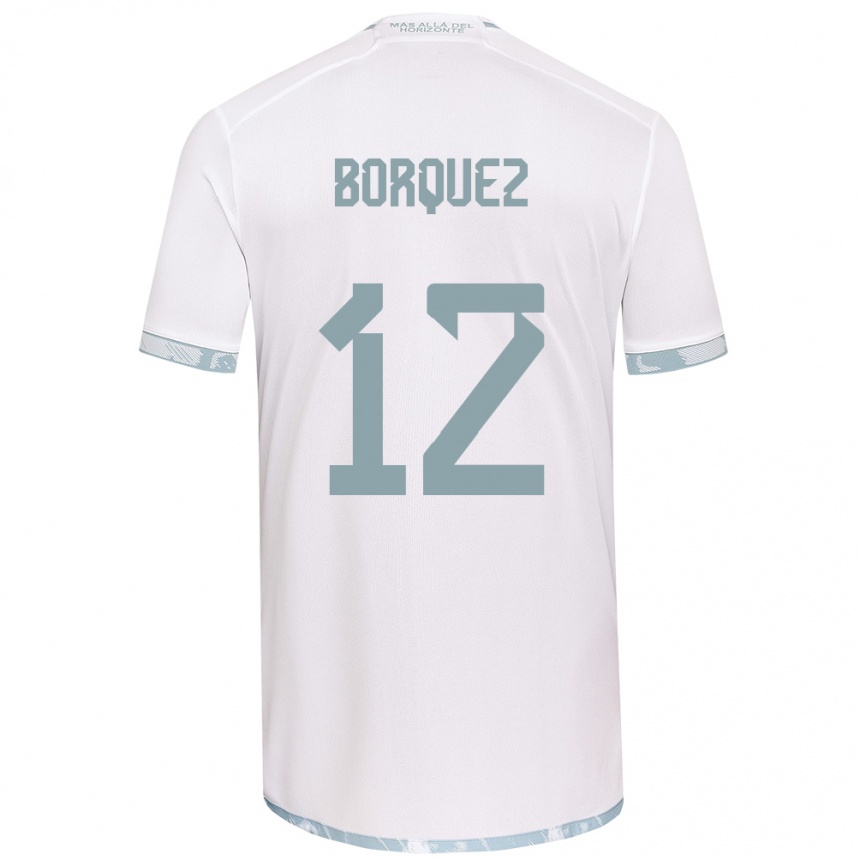 Niño Fútbol Camiseta Gabriela Bórquez #12 Gris Blanco 2ª Equipación 2024/25 Argentina