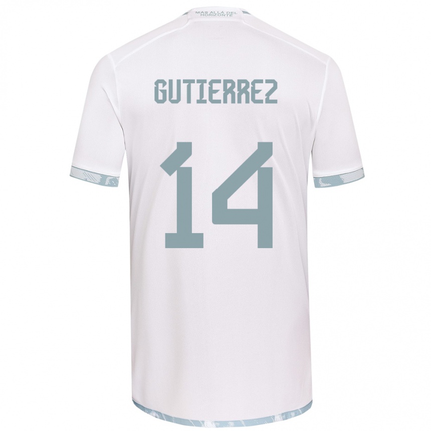 Niño Fútbol Camiseta Ana Gutiérrez #14 Gris Blanco 2ª Equipación 2024/25 Argentina