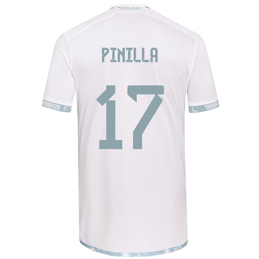 Niño Fútbol Camiseta Fernanda Pinilla #17 Gris Blanco 2ª Equipación 2024/25 Argentina