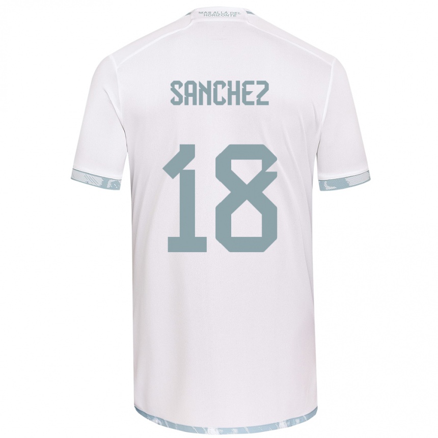 Niño Fútbol Camiseta Bárbara Sánchez #18 Gris Blanco 2ª Equipación 2024/25 Argentina