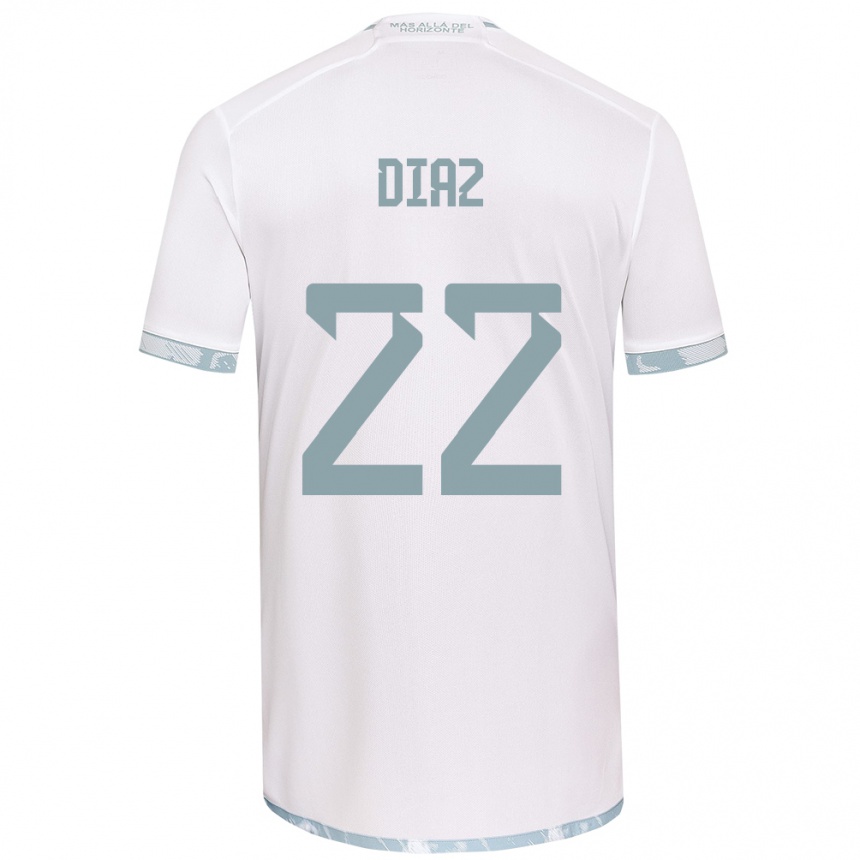 Niño Fútbol Camiseta Valentina Díaz #22 Gris Blanco 2ª Equipación 2024/25 Argentina