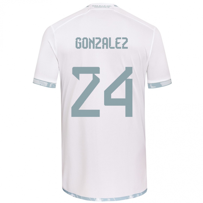 Niño Fútbol Camiseta Emma González #24 Gris Blanco 2ª Equipación 2024/25 Argentina