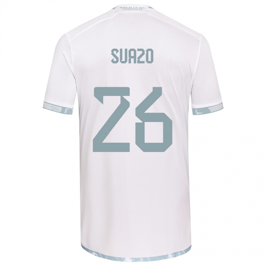 Niño Fútbol Camiseta Gretzel Suazo #26 Gris Blanco 2ª Equipación 2024/25 Argentina