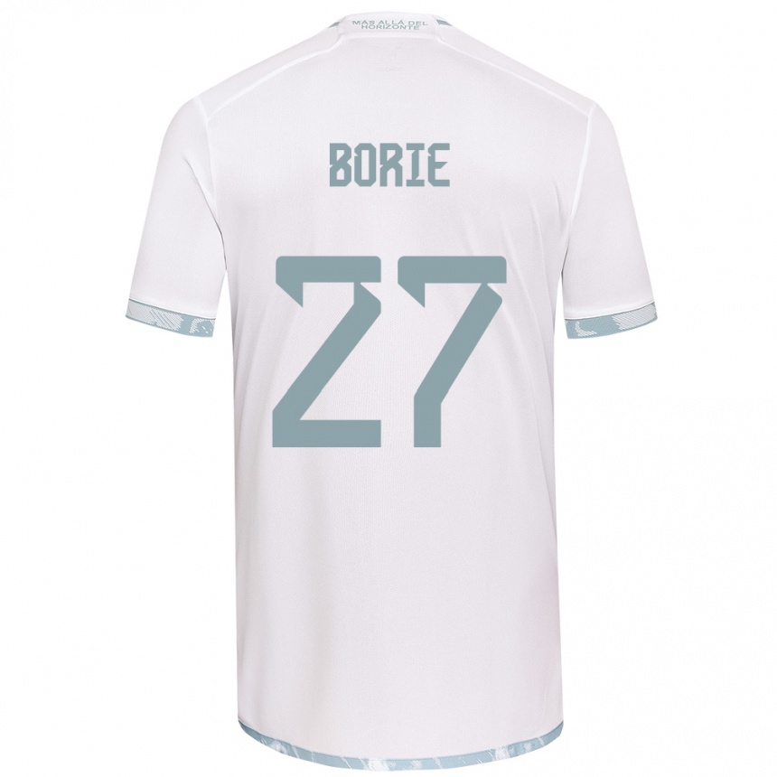 Niño Fútbol Camiseta Emilie Borie #27 Gris Blanco 2ª Equipación 2024/25 Argentina