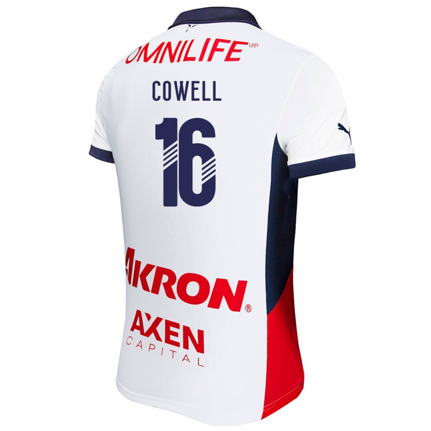 Niño Fútbol Camiseta Cade Cowell #16 Blanco Rojo Azul 2ª Equipación 2024/25 Argentina