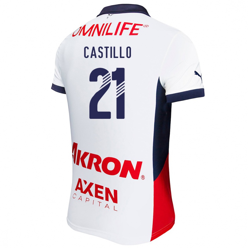 Niño Fútbol Camiseta José Castillo #21 Blanco Rojo Azul 2ª Equipación 2024/25 Argentina