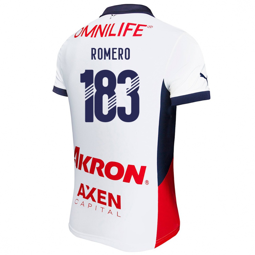 Niño Fútbol Camiseta Javen Romero #183 Blanco Rojo Azul 2ª Equipación 2024/25 Argentina